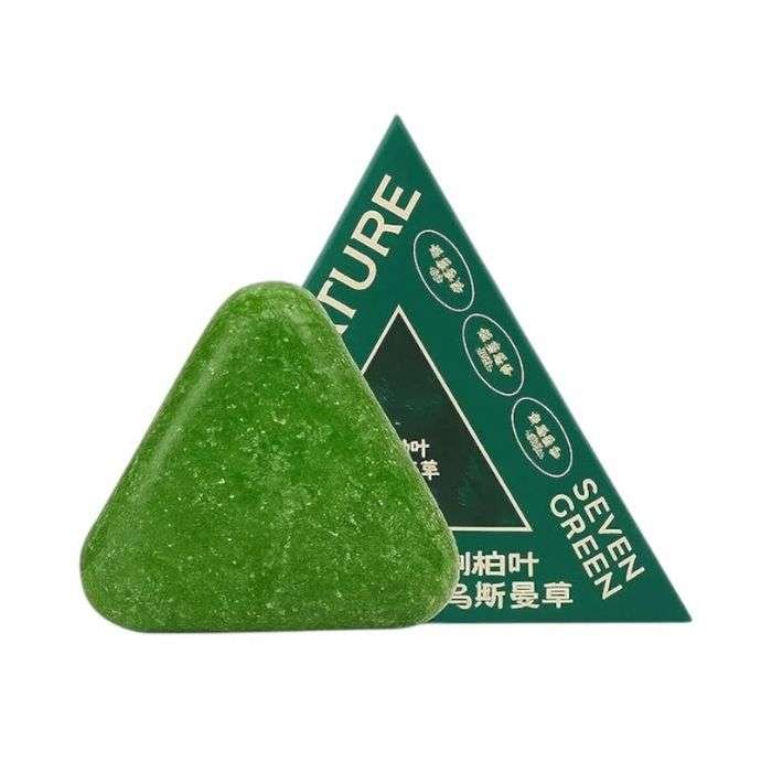Shampoing Nature Seven Green Soap, shampoing solide Nature Triangle, fortifie et lisse les cheveux Shampoing Nature Seven Green Soap, shampoing solide Nature Triangle, fortifie et lisse les cheveux