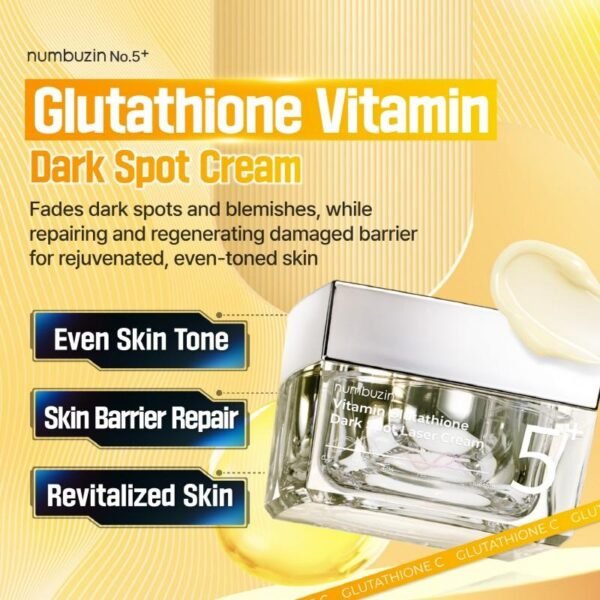 Numbuzin No.5+ Vitamin Glutathione Dark Spot Laser Cream 50ml – Crème Éclaircissante Anti-Taches