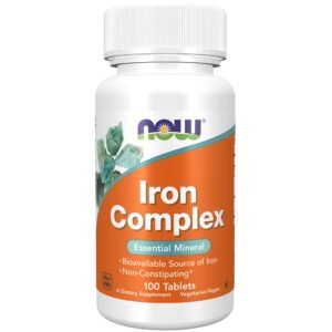 NOW Iron Complex – Fer + Vitamines pour Énergie & Anti-Fatigue | Tilila Store Maroc