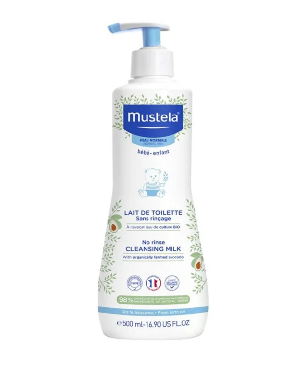 Mustela Lait de Toilette Sans Rinçage 500ML – Nettoyant Doux Bébé Grand Format