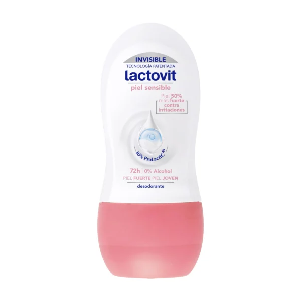 6142KvpmsuL LACTOVIT Déodorant Roll-On Piel Sensible Invisible 72H – 50 ml